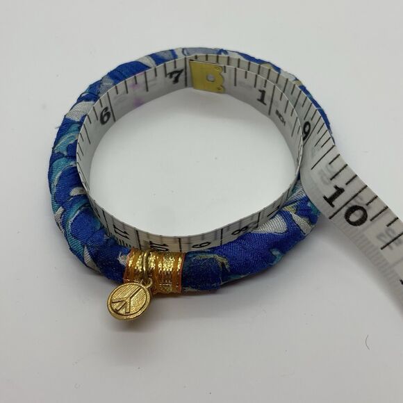 Rosena Sammi Upcycled Sari Fabric Charm Bangles Unique Gold Platted Charms - Picture 4 of 4